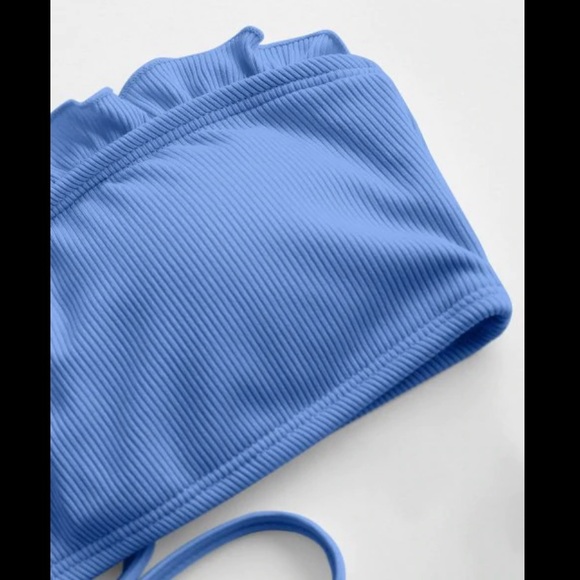 Zaful high cut frilled bandeau ribbed bikini set - Picture 3 of 5